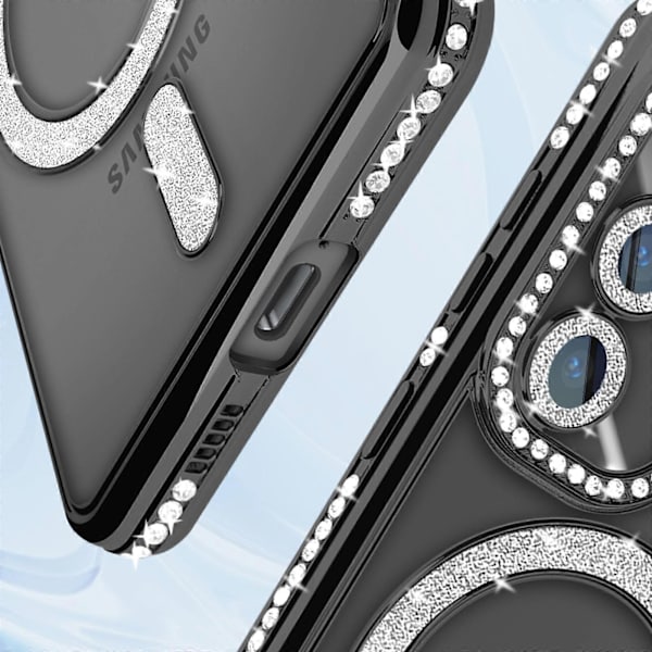 Diamond Cover til Galaxy S24 MagSafe omrids Strass, Sort