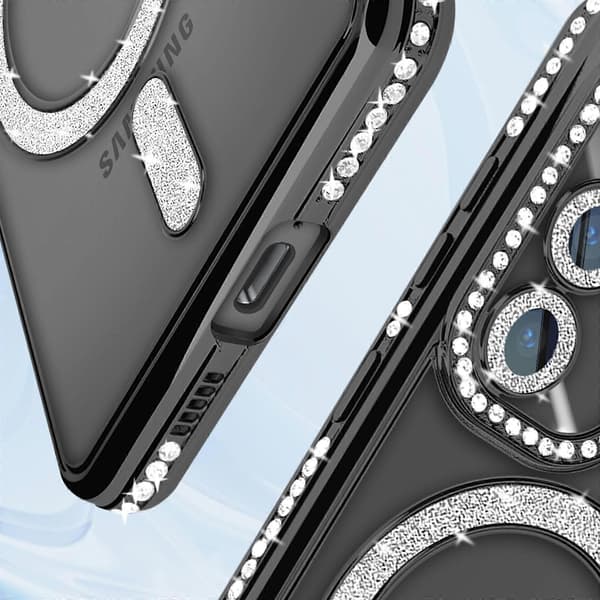 Timanttikotelo Galaxy S24 MagSafe ääriviivat Strass, Musta