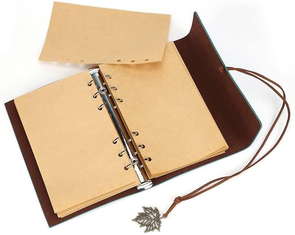 Læder Skrive Journal Notesbog, Maleden Klassisk Spiralbundet Notesbog Genopfyldelig Dagbog