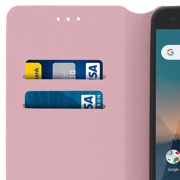 Slim Case, Classic Edition stativfodral med kortfack för Nokia 2.1 - Rosa Guld