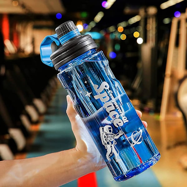1,5 litran vesipullot suodattimella ja merkkiviivoilla, tiivis kannettava Tritan BPA-vapaa urheilujuomapullo vihreä 1500 ml