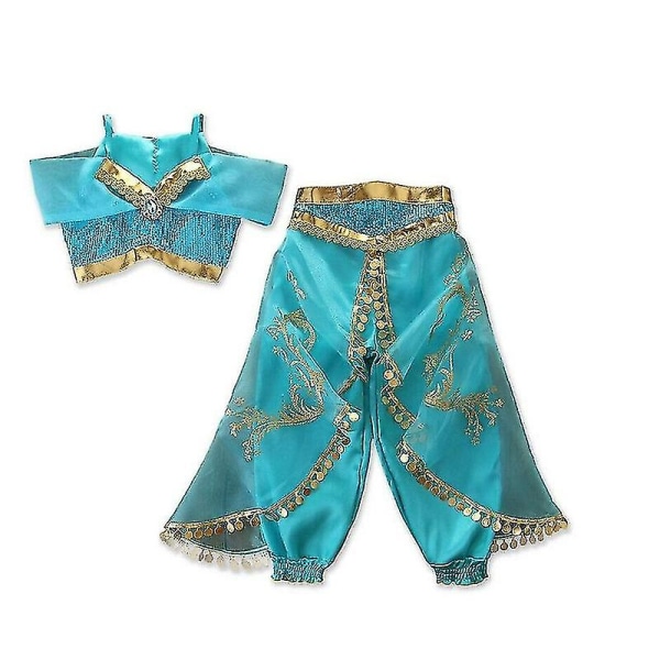 Underbara Aladdin Jasmine Princess Halloween Princess Barn Flickor Kläder Set Cosplay Kostym Festkläder 3-8y 120