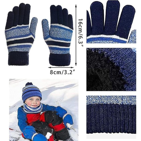 Sztxj (vihreä) 3 in 1 Lämmin pipo, huivi ja käsineet -setti lapsille, talvi, paksu neulosfleece, tupsupipo kaulurilla, huivilla ja käsineillä, pojille ja tytöille 3-8 vuotta
