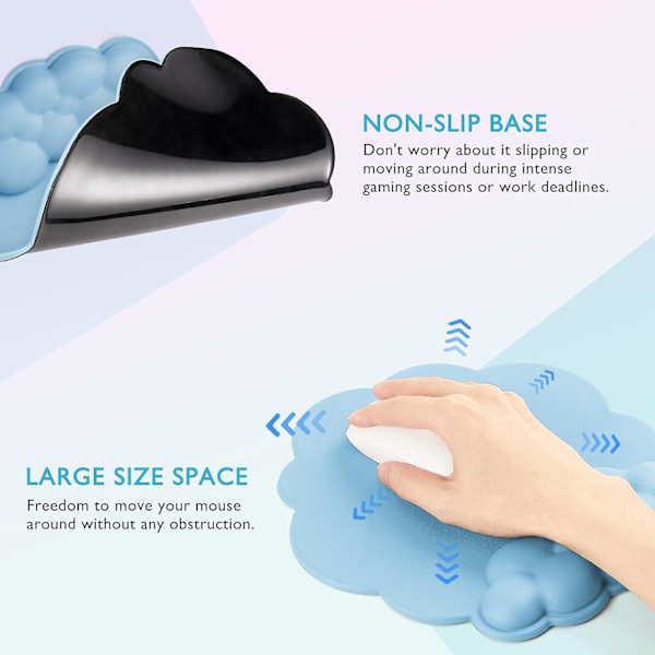 Blå Sky Håndleddsstøtte Gaming Tastatur og Musematte Komfort for Dine Håndledd og Hender, for Hjemmekontor, Tastatur, Mac Memory Foam Musematte