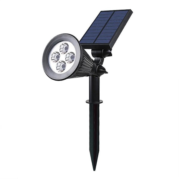 Solar Spotlight 4 Led Utendørs Vanntett Hvitt Lys 2-i-1, plast, integrert, 2 W, hvit, 29 X 9.5 X 34 Cm (1 Stk)