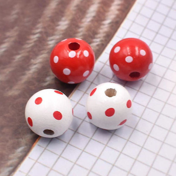 60 st DIY träpolka prickar runda pärlor boll DIY charms, 14 mm diameter, blandade färger