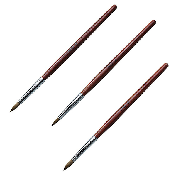 3 st Nail Brush Set, Kolinsky Akryl Nail Borstar För Akryl Applicering, Nagel Extension För Salong Diy 2*4*6