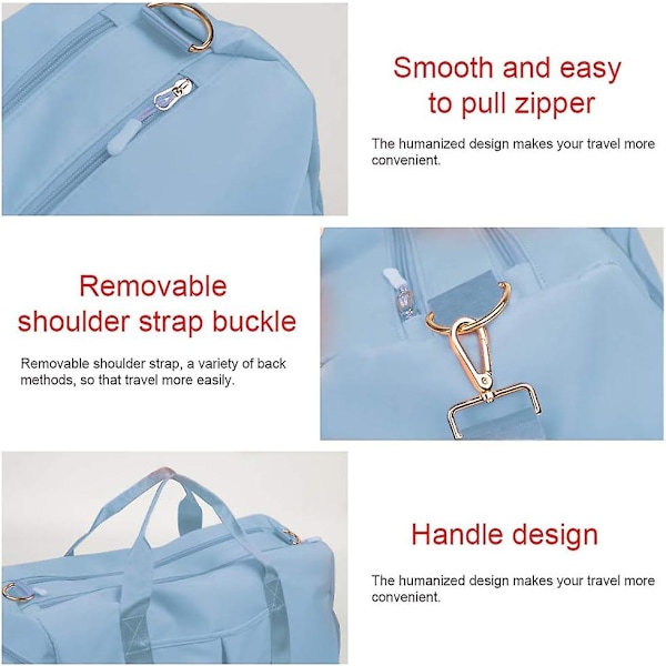 Sports Gym Bag med Skoveske Våt Bag Duffelbag Vanntett Reiseveske For Kvinner Menn Militærgrønn 29l Light Blue