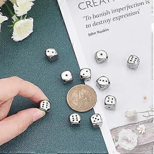 10 st Tärningsavståndspärlor Rostfritt Stål Pärlor Metall Kvadrat Lösa Pärlor för DIY Smyckestillverkning 2mm Hål Rostfritt Stål Färg