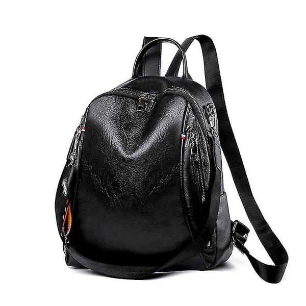 Kvinnor Ryggsäck Mjuk Pu Läder Ryggsäck Casual Daypack Flickor Skolväska Resväska Black