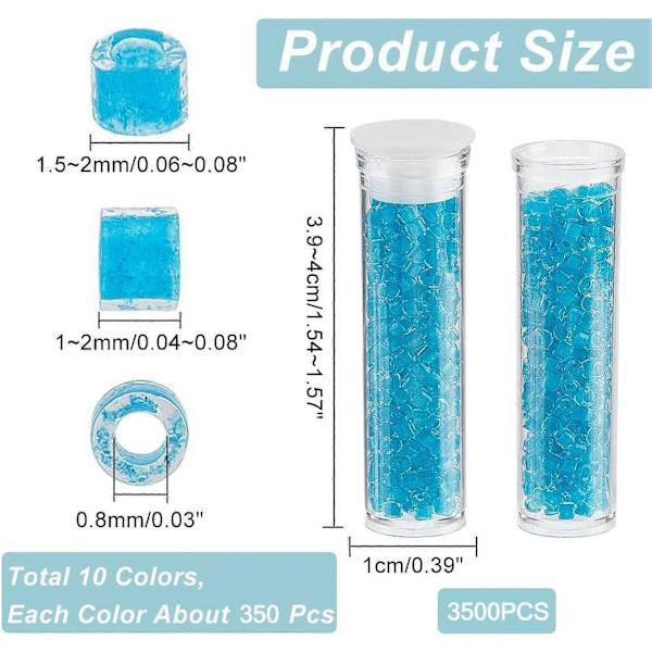 3500 st Cylinder Glasfrö Pärlor 10 Färger Glasfrö Pärlor Glas Distans Pärlor Runda Hål Frö Pärlor