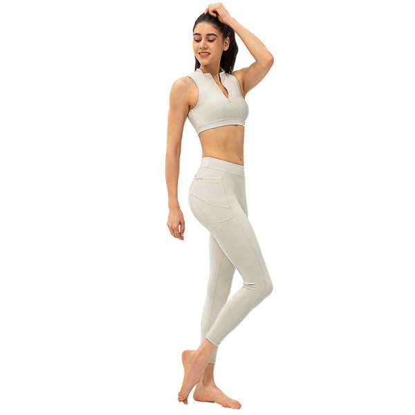 Sports-BH med lynlås foran til kvinder, racerback, trådløs, polstret yoga-BH BLACK 2XL