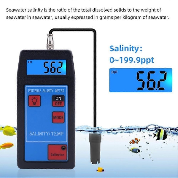 Bärbar 8425 Vattenkvalitetstestpenna Saltdetektor Termometer Analysator