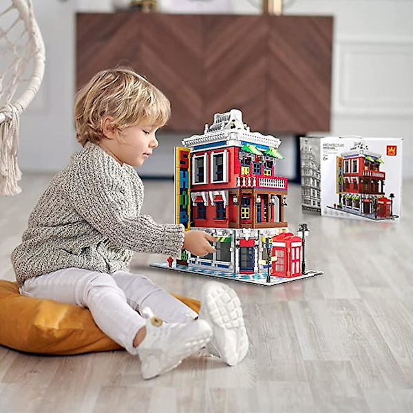 Hjørnebutik Byggeklodssæt, Byhus Model Sæt Legetøj Modulært Hus Byggeklodser Konstruktionssæt Og Samlelegetøj Gave Til Børn Alder 8+ /voksen
