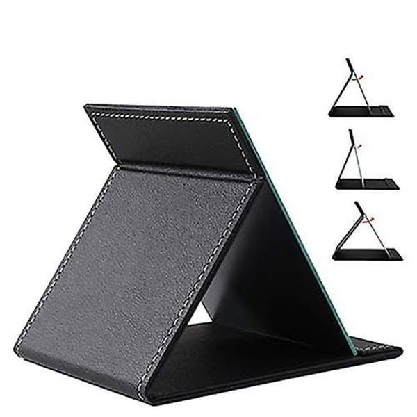 Sammenklappeligt Rejsespejl, Pu Bærbart Rektangulært Spejl Black 25.5*18CM