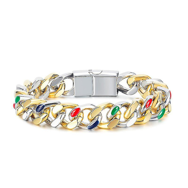 Retro Armbånd i Rustfrit Stål til Mænd Kædearmbånd Fødselsdags Smykkegave Gold