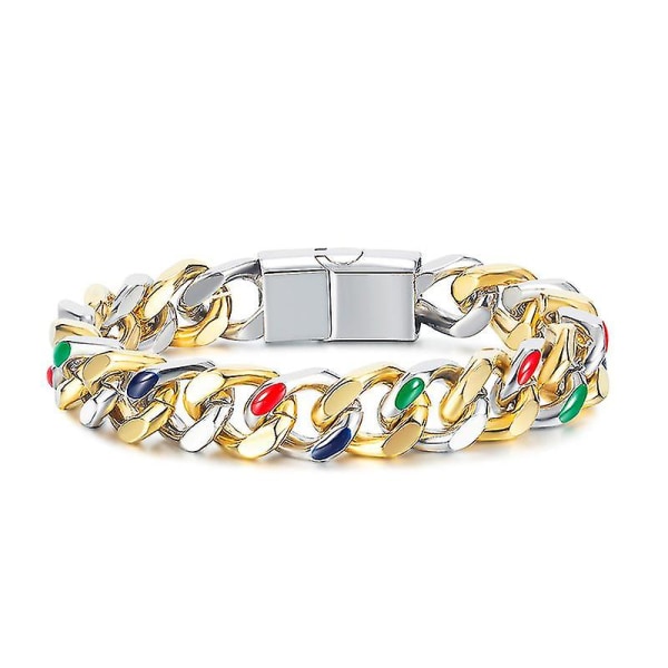 Retro rostfritt stålarmband för män kedjearmband födelsedagspresent Gold