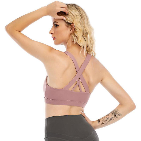 Sport-bh för kvinnor, Criss-cross sport-bh stöd yoga-bh Purple XL