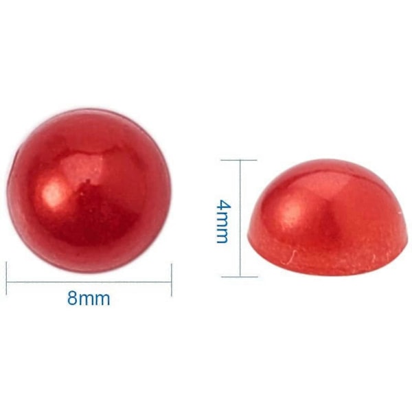 1440 stk. 18 Farver 8mm ABS Akryl Halv Runde Flad Bagside Imitationsperle Cabochon til DIY Scrapbog Telefoncover Kortfremstilling