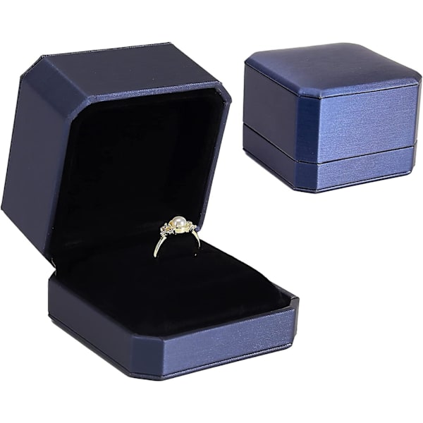 Ringbox för bröllopsceremoni Läder smyckeskrin Förlovning Bröllopskort Box, Smyckesorganisatör Box Förlovningsringhållare Smyckesgåvoask Smycke S