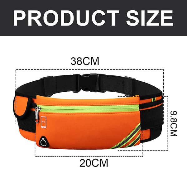 Löparbälte midjeväska, träningsmidjeväska, joggingbälte utan studs orange