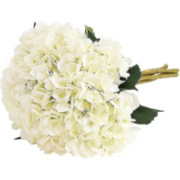 Keinotekoinen Hortensian Kukka, 5 kpl Yksittäinen Pitkä Silkkinen Varsi 6,3 Tuuman Pää Hortensia White