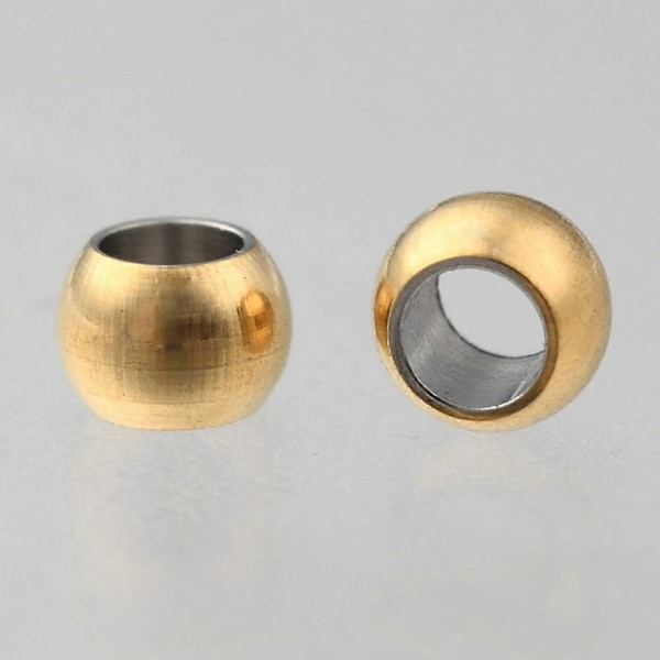 Tyhjiöpinnoitetut 304 ruostumattomasta teräksestä valmistetut välihelmet, pyöreät, kultaiset, 3x2mm, reikä: 1,6mm