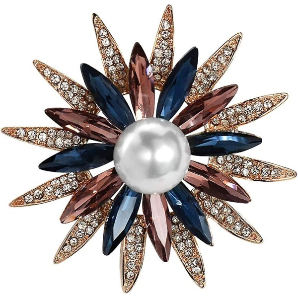 Austrain Kristallgeometri Blombroschnålar Med Simulerad Pärlbukett Smycketillbehör för kvinnor