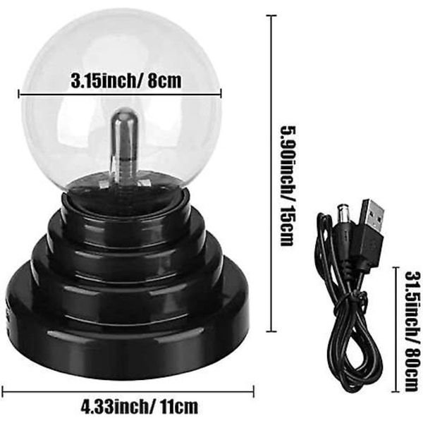 Plasmaboll Ljus, Globe Lamp Touch Sensitive Light, Kreativ Magisk Nyhet Dekoration, Usb/batteridriven