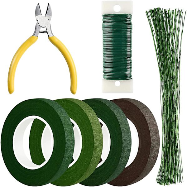 Blomsterarrangemang Kit Blomstertejp 22 Guage Blomsterstjälkstråd 26 Gauge Grön Blomstertråd För Bukett Krans Tillverkning Tillbehör