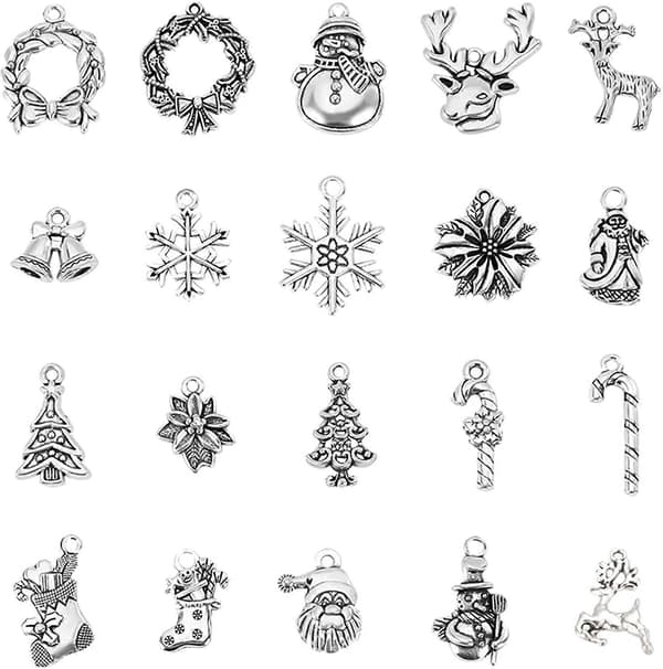 60 st julgransberlocker Julgransberlocker i bulk Vinter 3D Jultemaberlocker TibetStyle Legering