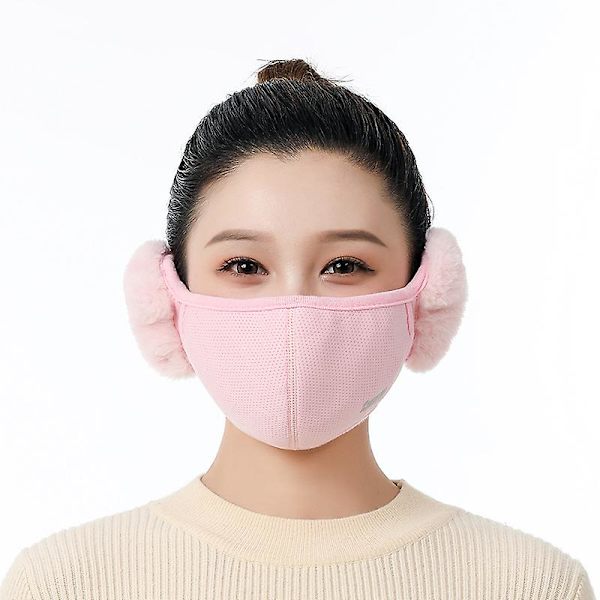 Vintercykling Vindtät Och Kalltålig Två-i-ett Bomull Tredimensionell Vuxenmask Pink