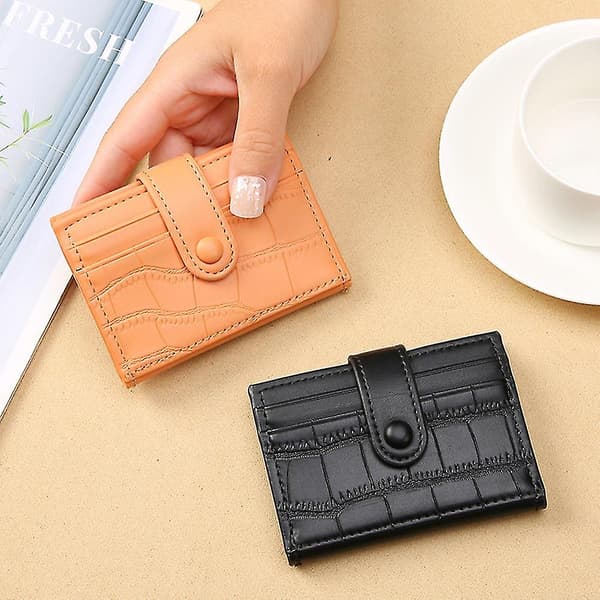 Ultratynd pung til kvinder, foldbar kortholder med multi-kort, bi-fold, kort model Black