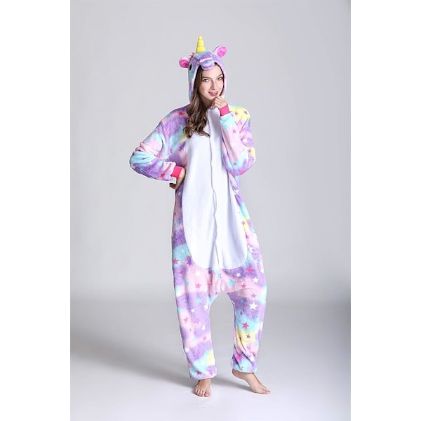 Enhörning Onesies Vuxen Barn Unisex Mjuk Flanell Cartoon Huvad Jumpsuit Pyjamas Begummy Enhörning Chic Romper Kostym för Cosplay Halloween M