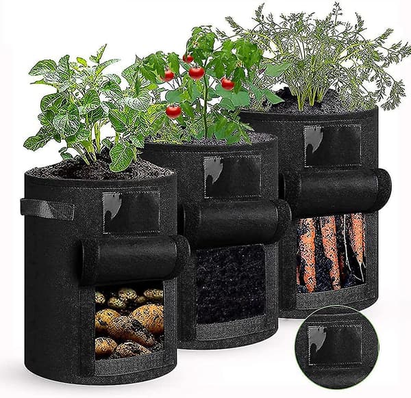 3-pack potatisodlingsväskor, 7 gallon odlade väskor av non-woven tyg
