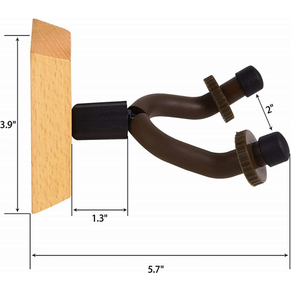 Gitarrväggfäste i äkta trä, 2-pack, gitarrhängare, väggkrok, hållare, stativ, display med skruvar - enkel att installera - passar alla storlekar på gitarrer, bas