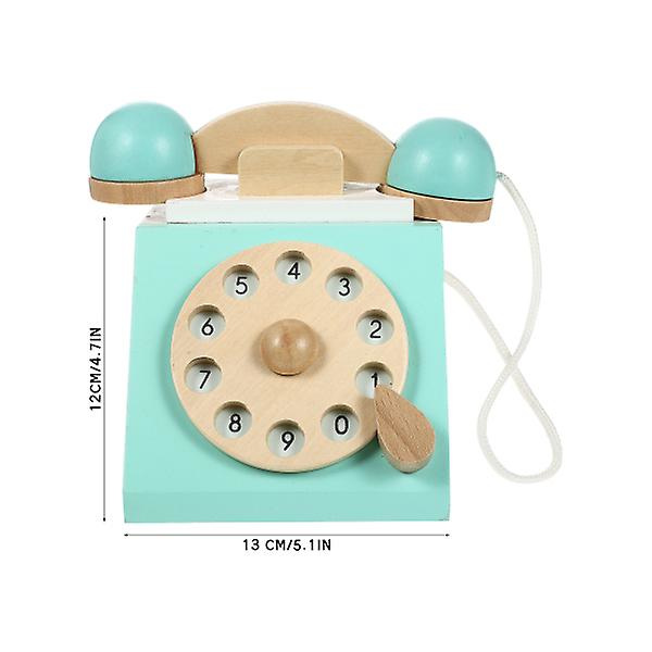 1 st barn leksak hushållsapparat simulering trä telefonleksak för barn Blue 13X12X12CM