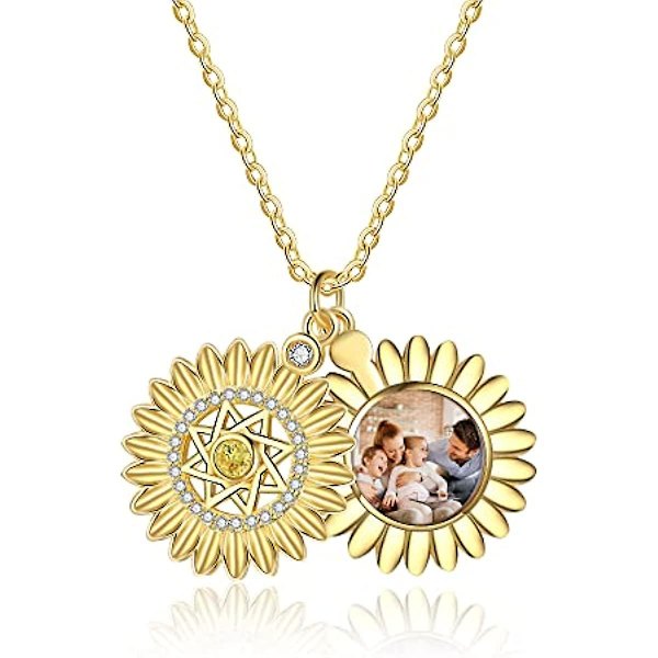 Personoitu You Are My Sunshine -kaulakoru Lagofit Auringonkukkakaulakoru Syntymäkivellä Auringonkukkalahjat Valokuvakaulakoru Kaiverretulla Tekstillä Medaljonkikaulakoru