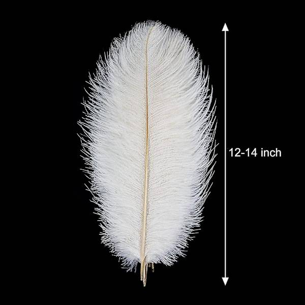 12 st vita strutsfjädrar - 12-14 tum (30-35 cm) naturliga strutsfjädrar i bulk för hantverk, festdekorationer, bröllop, vasdekorationer, maskerad