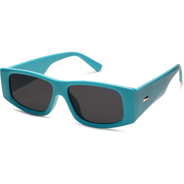 SCSYV Retro Trendiga Rektangulära Polariserade Solglasögon 80-tal 90-tal Y2K Stilfulla Designersolglasögon Turquoise Blue Grey
