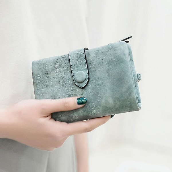 Søt Dame Tri-fold Lommebok Kort Design PU Lær Kortholdere Light Blue