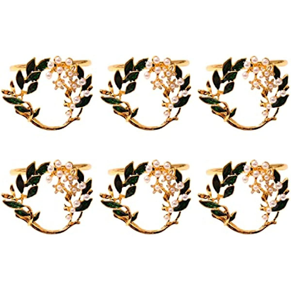Juleservietringe Sæt Med 6 Legering Guld Servietholdere Pynt Husholdningsservietringe Servietspænder Ringe Til Bryllup Julefrokostmiddag