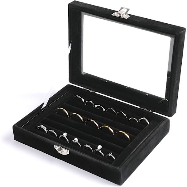 Ringar/örhängen Organizer Fack Med Genomskinligt Lock, 7 Fack Sammet Låda Insats Smycken Förvaringslåda Smycken Display Case Store Showcase Smycken Box Present Till