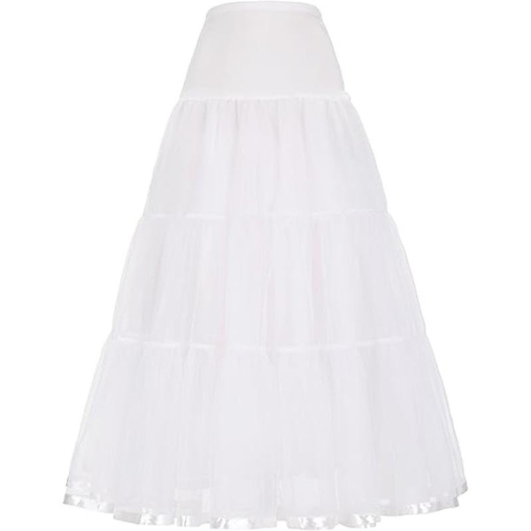 Dame Ankel-længde Underkjoler Nederdele Bryllup Halv Slips Krinoline Underskørt White S M