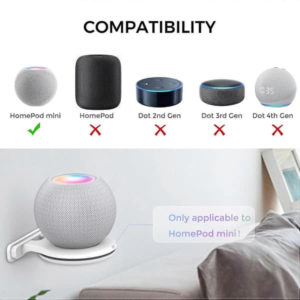 AHASTYLE PT149 Apple HomePod Mini -älykaiuttimen seinäteline – valkoinen White Multicolor