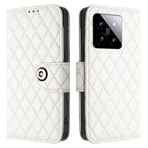 Nelikulmainen nahkakotelo Xiaomi 14:lle White