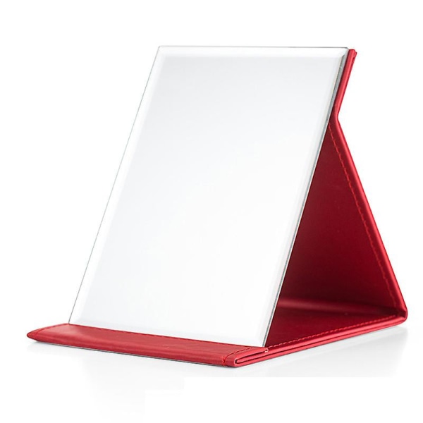 Sammenklappeligt Rejsespejl, Pu Bærbart Rektangulært Spejl Red 21*15.2CM