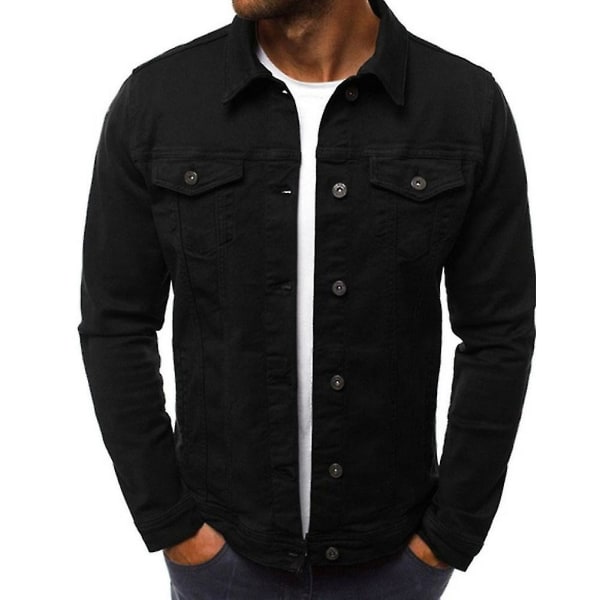 Herr Denim Slim Jackor Jackor Solid Långärmad 2 Framfickor Rock För Höst Ny M C