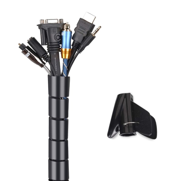 Cover, 3m flexibelt elektriskt kabelhanteringshylsa för att förvara eller dölja TV-datorkablar, kabelhantering för hem och kontor, 3m - 22mm, svart