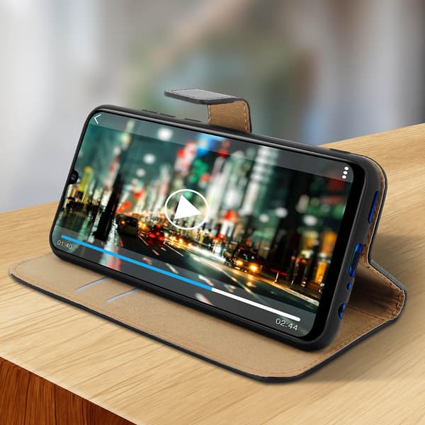 Læder Folio Etui til P Smart 2019 / Honor 10 Lite, Video Stand Sort